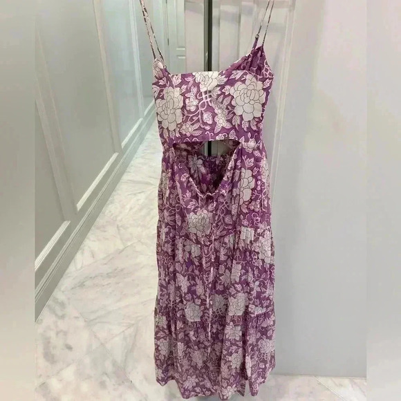 Dress with tie up pulls | size xs/34 | lilac and white - Picture 4 of 13